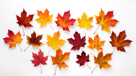 photograph autumn leaf white backgroundの素材