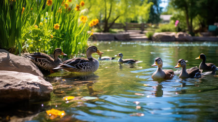 photograph duck on waterの素材