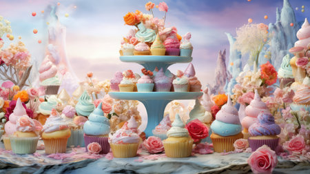 fantasy confectionery cupcake food backgroundの素材