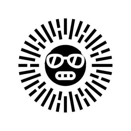 sunglasses cute sun character glyph icon vector illustrationのイラスト素材
