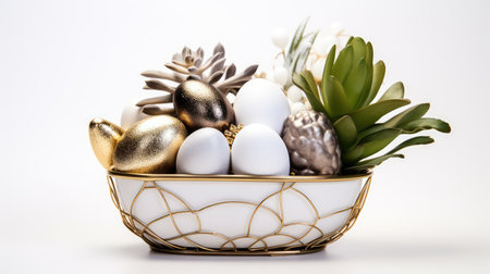 ceramic easter basket white backgroundの素材