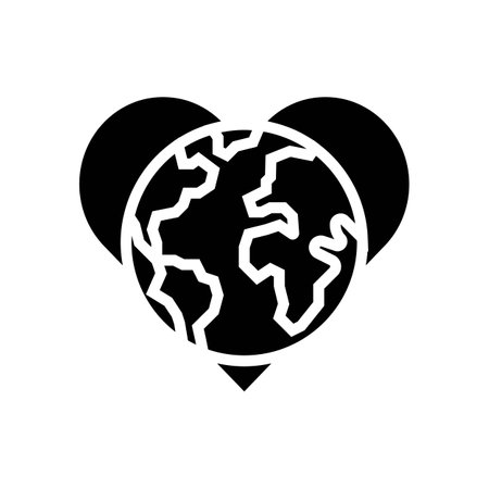 earth heart eco conscious glyph icon vector illustrationのイラスト素材