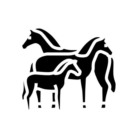 family horse breeding glyph icon vector illustrationのイラスト素材
