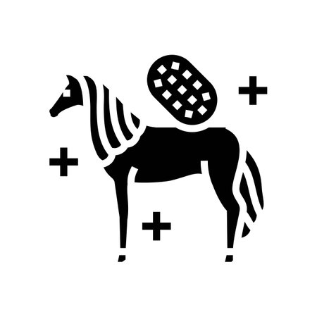 grooming horse breeding glyph icon vector illustrationのイラスト素材