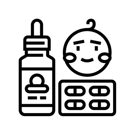 pediatric medication child care nurse line icon vector illustrationのイラスト素材