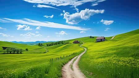 wildflowers green roadの素材