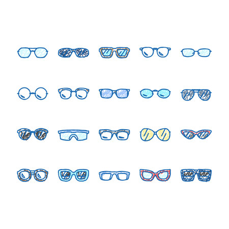 glasses optical style frame icons hand drawnのイラスト素材
