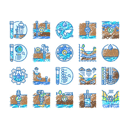 hydrogeologist industrial icons hand drawnのイラスト素材