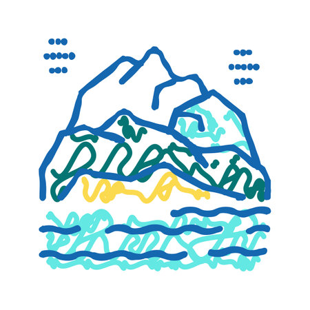 mountain landscape icon doodle illustrationのイラスト素材