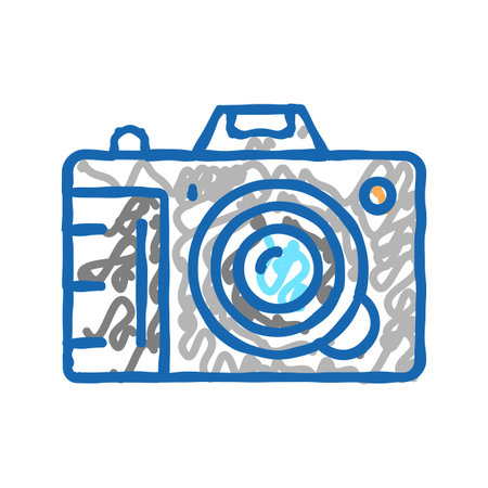 photo camera device icon doodle illustrationのイラスト素材