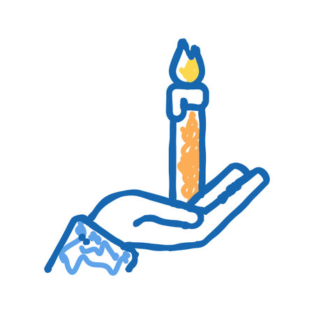 hand holding burning candle color icon vector isolated illustrationのイラスト素材