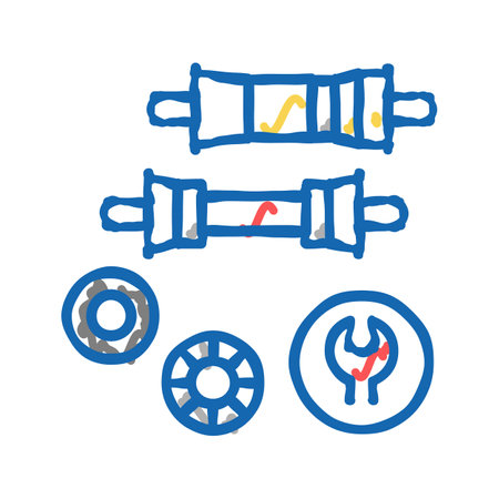 bottom bracket carriage elimination icon doodle illustrationのイラスト素材