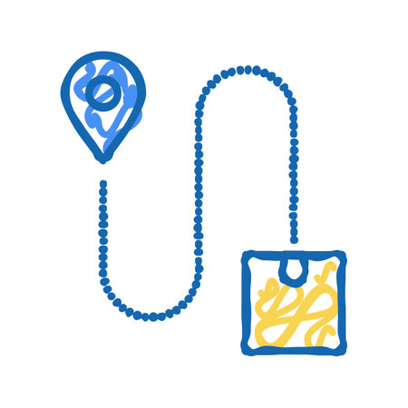 direction abd location delivery box icon doodle illustrationのイラスト素材