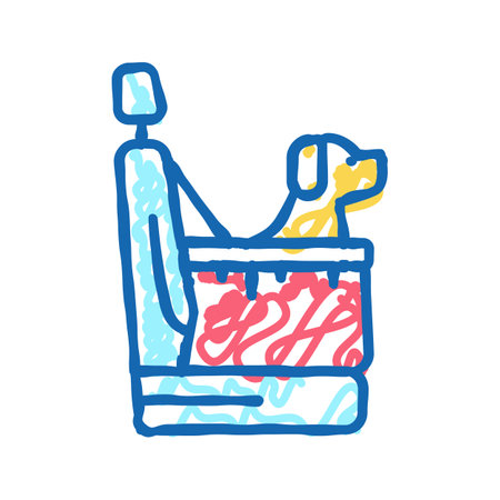 bag for dog transportation in car icon doodle illustrationのイラスト素材