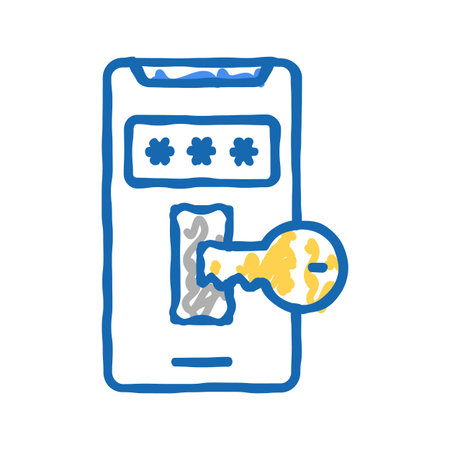 phone key password icon doodle illustrationのイラスト素材