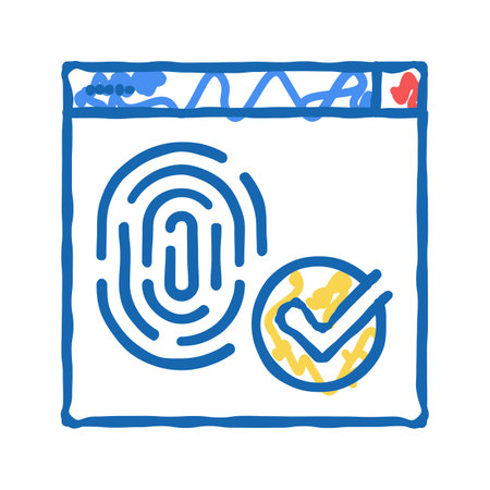 access approved fingerprint icon doodle illustrationのイラスト素材