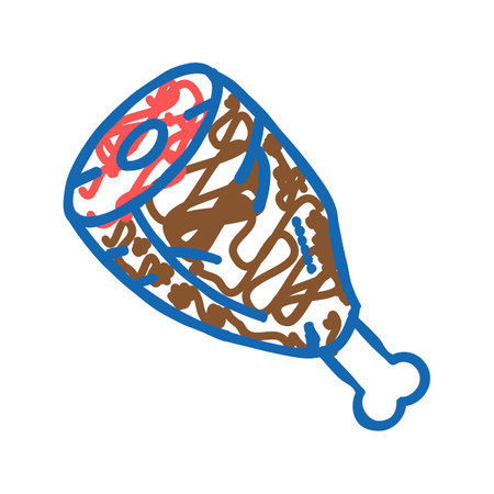 cooked animal leg icon doodle illustrationのイラスト素材