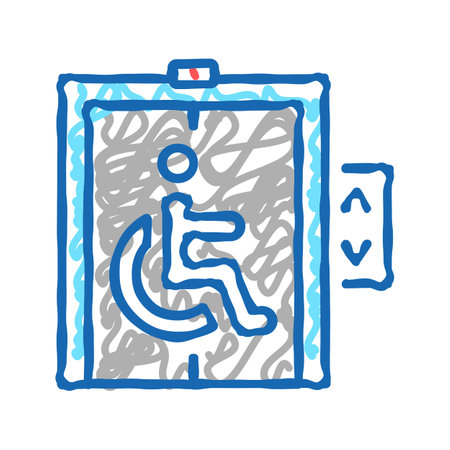 elevator for disabled icon doodle illustrationのイラスト素材