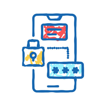 smartphone password icon doodle illustration signのイラスト素材