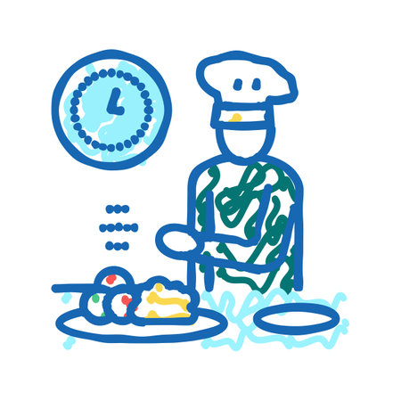 chef cooking icon doodle illustrationのイラスト素材