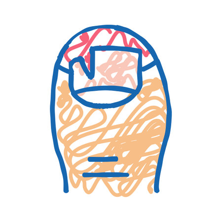 crashed nail disease icon doodle illustrationのイラスト素材