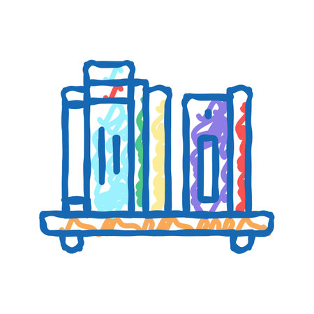 bookshelf with books icon doodle illustrationのイラスト素材