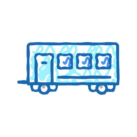 passengers transportation trailer icon doodle illustrationのイラスト素材