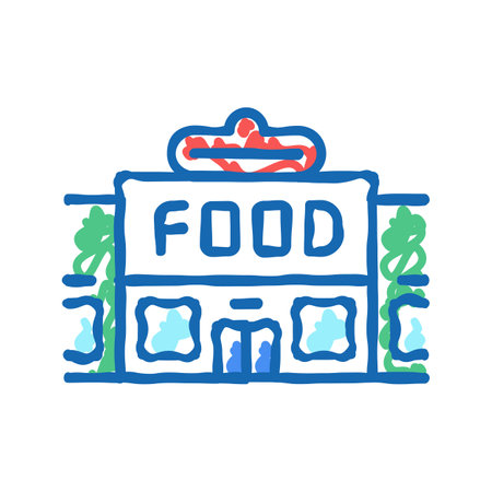food store building icon doodle illustrationのイラスト素材