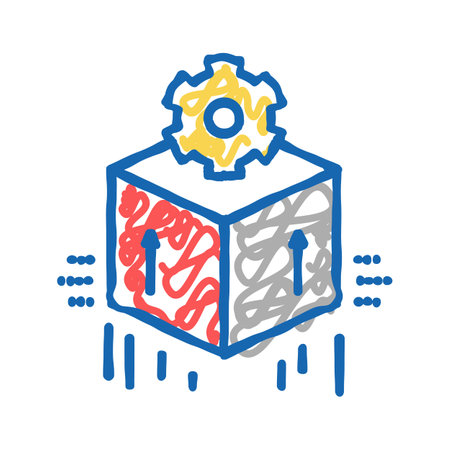computer soft development icon doodle illustrationのイラスト素材