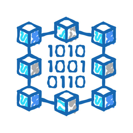 binary neural network icon doodle illustrationのイラスト素材