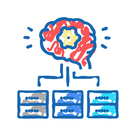 servers communication neural network icon doodle illustrationのイラスト素材