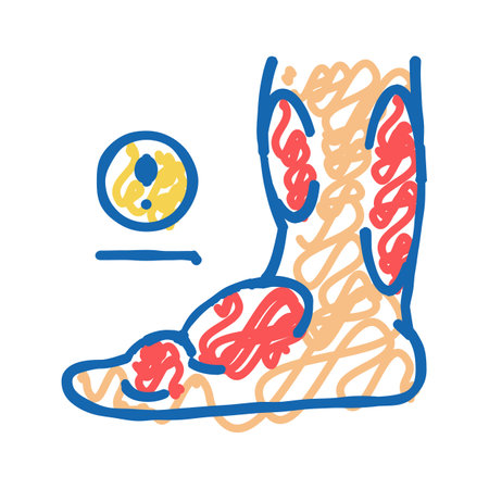 leg edema critical leg health problem icon doodle illustrationのイラスト素材