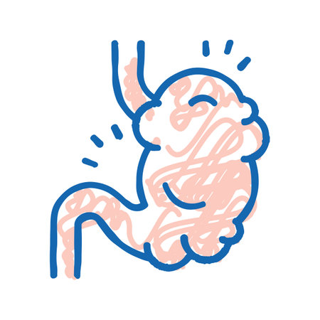 bloating digestion system icon doodle illustrationのイラスト素材