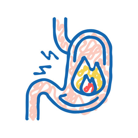 heartburn stomach icon doodle illustrationのイラスト素材