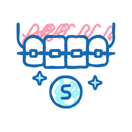 sapphire material tooth braces icon doodle illustration