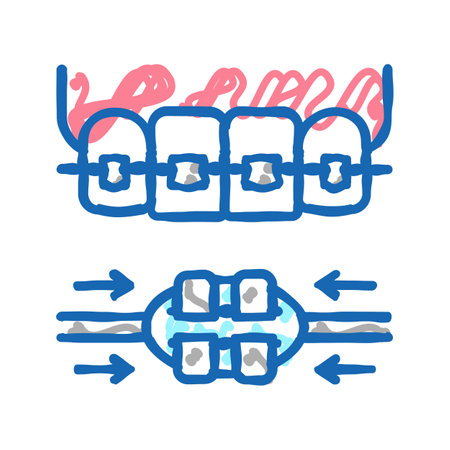 work process tooth braces icon doodle illustrationのイラスト素材