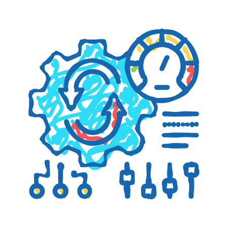 working process optimize icon doodle illustrationのイラスト素材