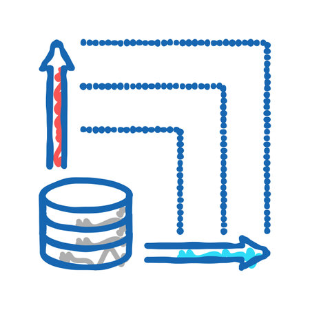graphic monitoring digital processing icon doodle illustrationのイラスト素材