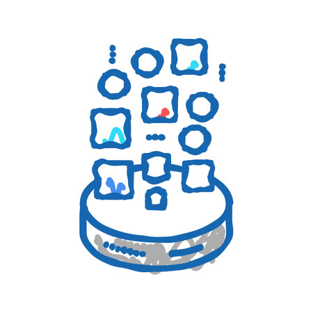 storaging digital processing icon doodle illustrationのイラスト素材