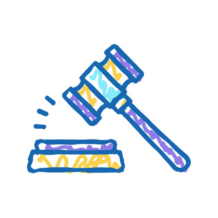 judge hammer icon doodle illustrationのイラスト素材