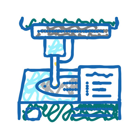 manufacturing factory equipment semiconductor icon doodle illustrationのイラスト素材