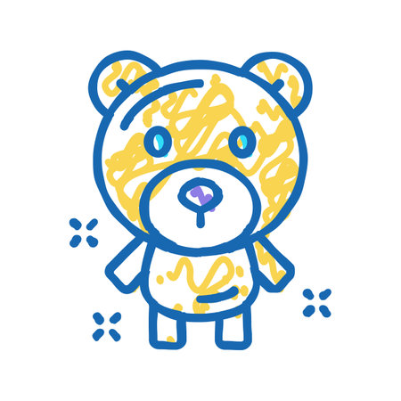 bear character balloon icon doodle illustrationのイラスト素材