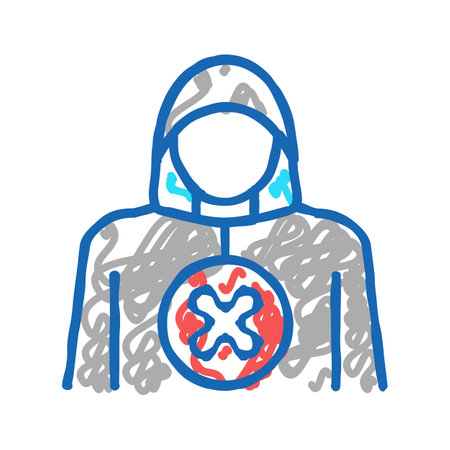 stranger thief prohibition children icon doodle illustrationのイラスト素材