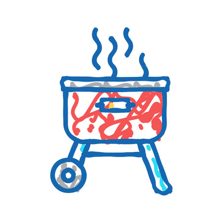 bbq iron summer picnic icon doodle illustrationのイラスト素材