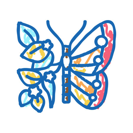 butterfly boho icon doodle illustrationのイラスト素材