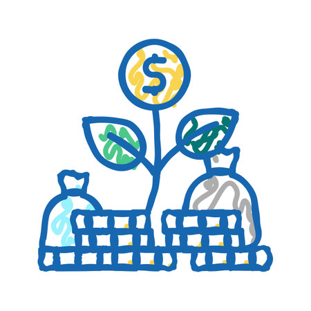 money flower icon doodle illustrationのイラスト素材