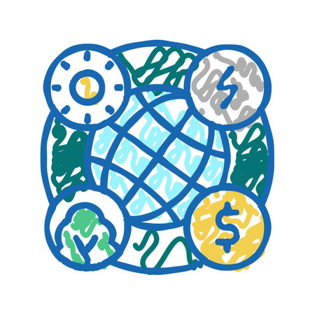 circular economy icon doodle illustrationのイラスト素材