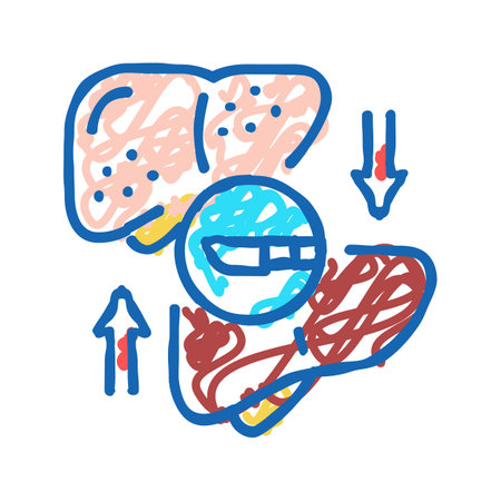 liver transplant icon doodle illustrationのイラスト素材