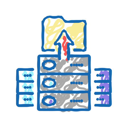 storaging knowledge on server icon doodle illustrationのイラスト素材