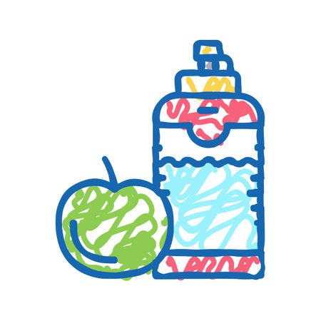 healthy food and drink for athlete icon doodle illustrationのイラスト素材